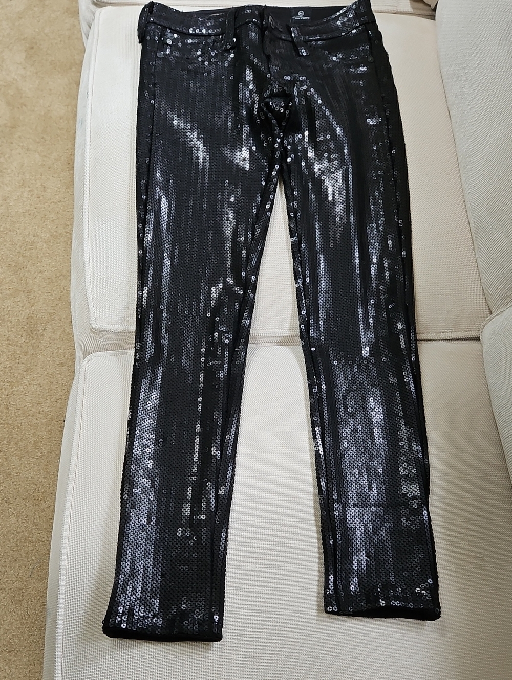 AG Adriano Goldschmied Black Sequin Skinny Jeans